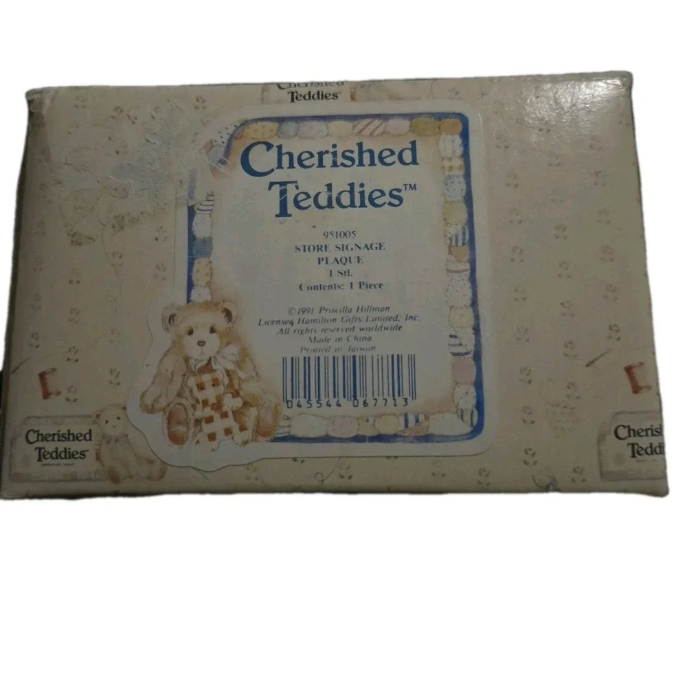 Cherished Teddies Store Signage Plaque‎ 1991 Priscilla Hillman w/Box & Cert